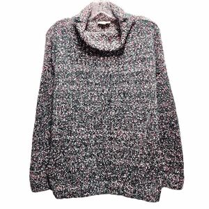 LOFT Bouclé Eyelash Soft Knit Sweater Pink/Green/White  Women’s XL Tunic Length